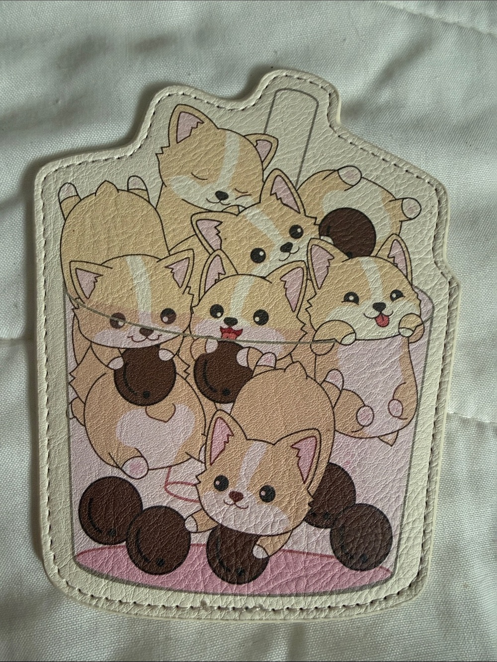 Cute Corgi Pouch Wallet in Cream
